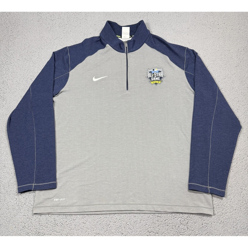 Nike 2016 MLB All Star Game Sweater Mens 2XL Gray MLB Baseball Dri Fit 1/4 Zip